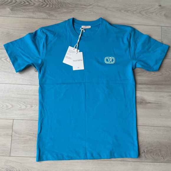 Valentino Other - Valentino VLogo Embroidered T-Shirt Blue Size Medium NWT Designer Luxury Tee